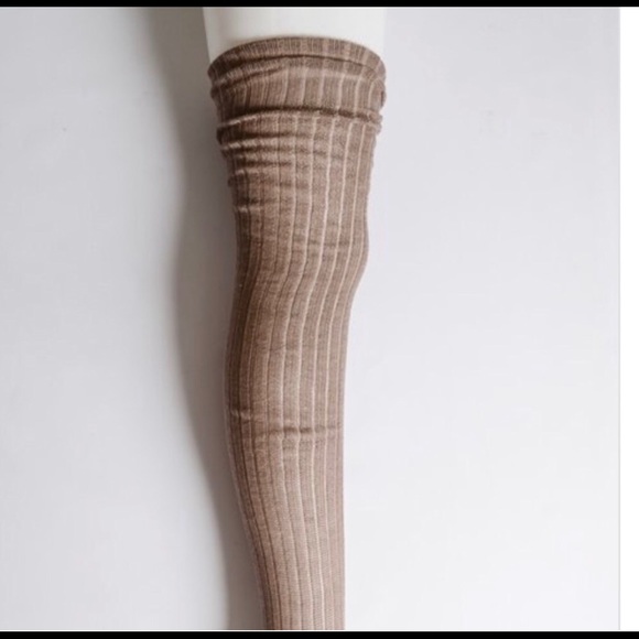 🔥Last Pair🔥Mocha Ribbed Thigh High Socks - Picture 2 of 4